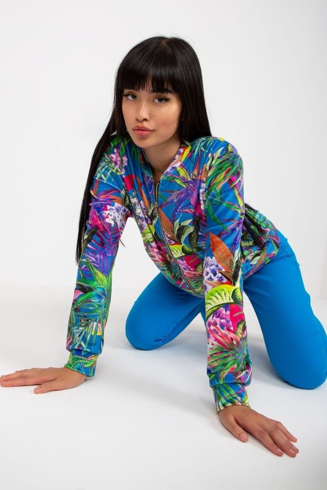 Love Lace Love Lace Women's Long Sleeve Zipper Sweatshirt with Side Pockets in Blue - 3