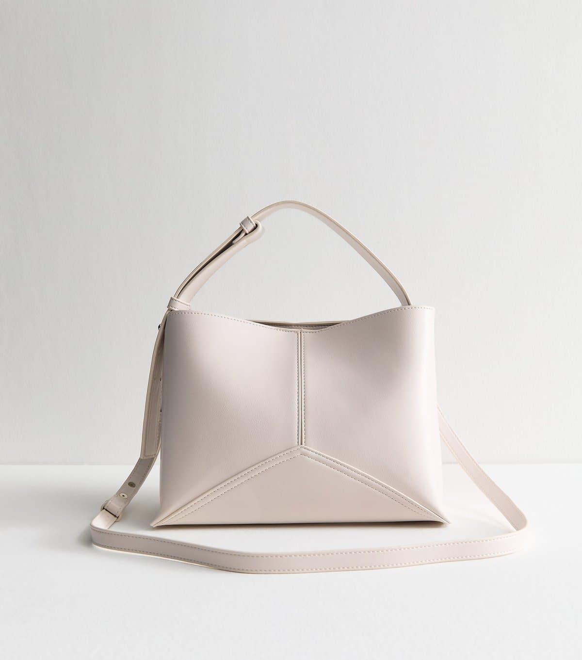 New Look Cream Faux Leather Panelled Bucket Bag New Look