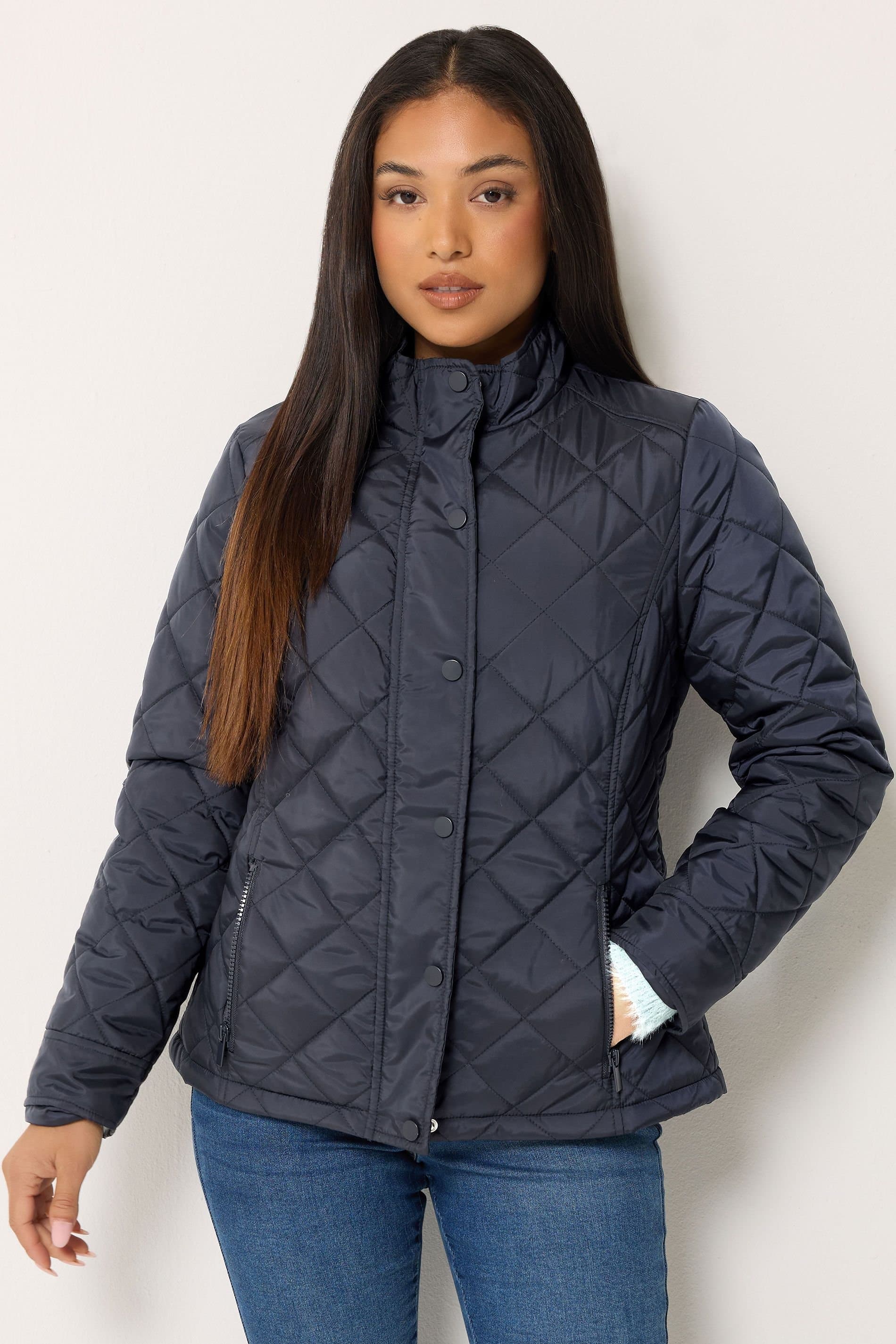 M&Co M&Co Women's Petite Quilted Jacket in Dark Navy