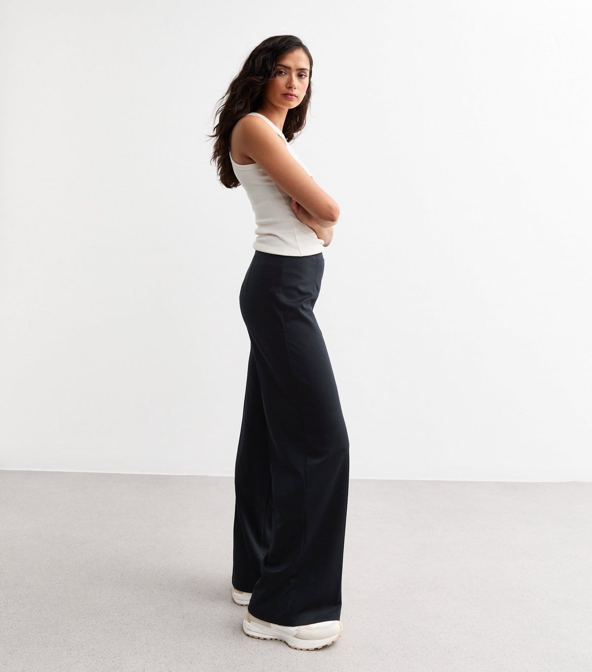 New Look Women's Tall Navy Jersey Wide Leg Trousers New Look - 4