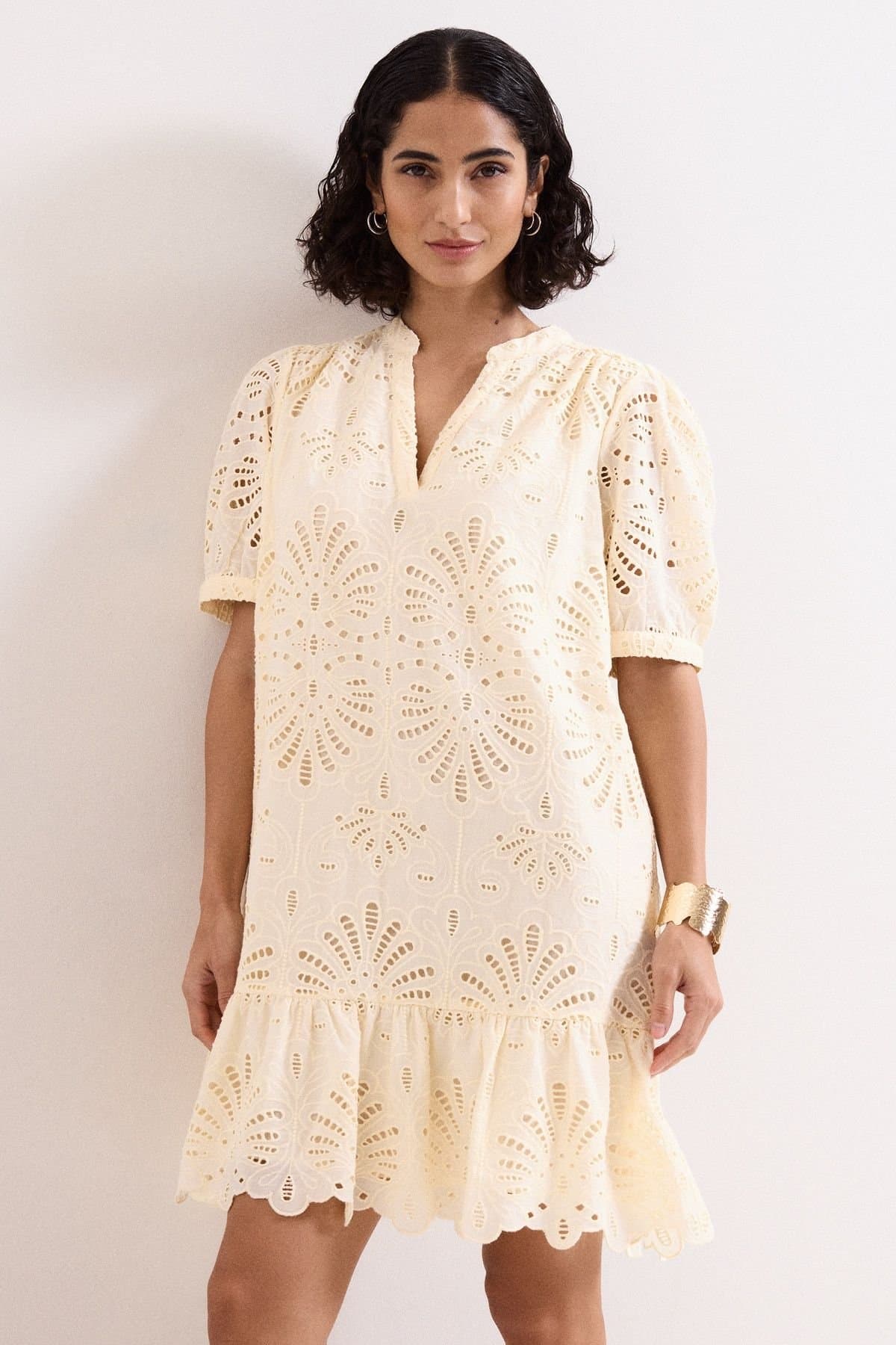 Phase Eight Phase Eight Women's Liliana Embroidered Mini Dress in Lemon