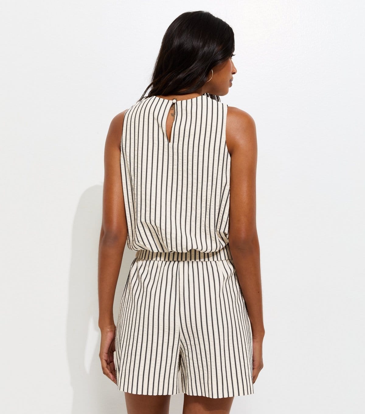 New Look Women's Cream Striped Sleeveless Bubble Hem Top New Look - 4