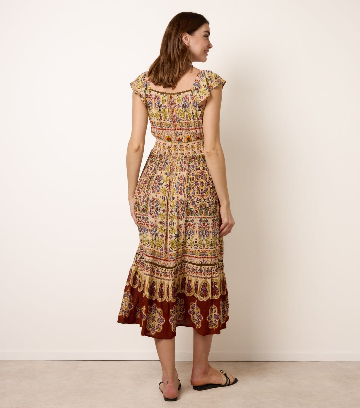 Blue Vanilla Women's Multi Colour V Neck Midi Printed Dress Blue Vanilla New Look - 4