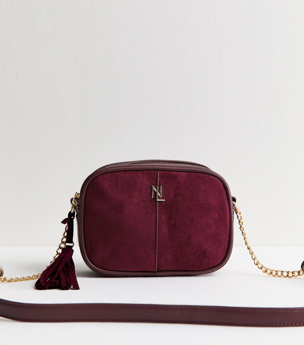 New Look New Look Burgundy Faux Suede Cross Body Bag