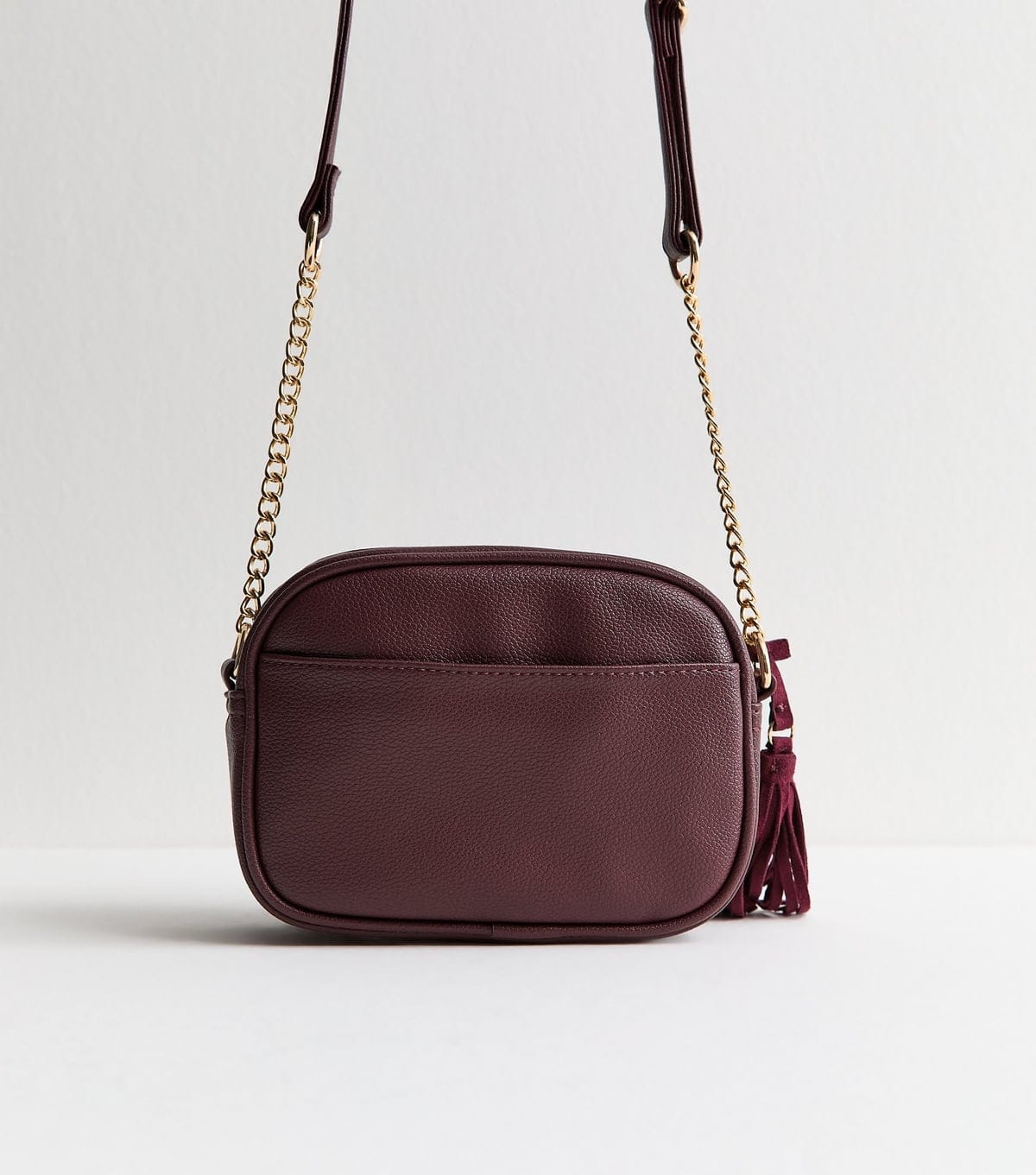 New Look Burgundy Faux Suede Panel Cross Body Bag Vegan New Look - 4