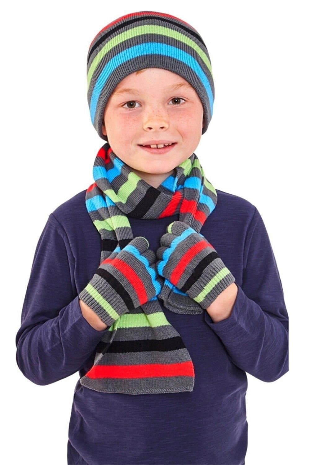 Hats Hats Hats Hats Hats Hats Mid Grey Striped Beanie Hat Set