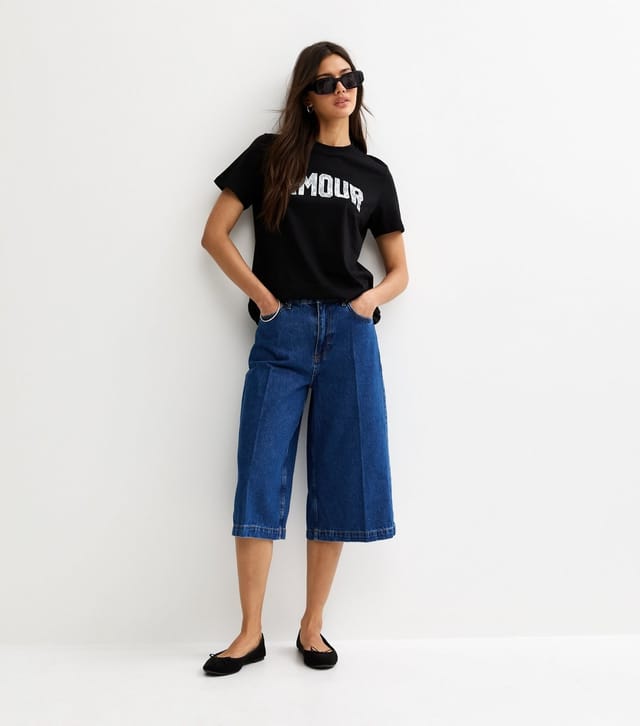New Look Women's Black Amour Lace Text T-Shirt New Look - 3
