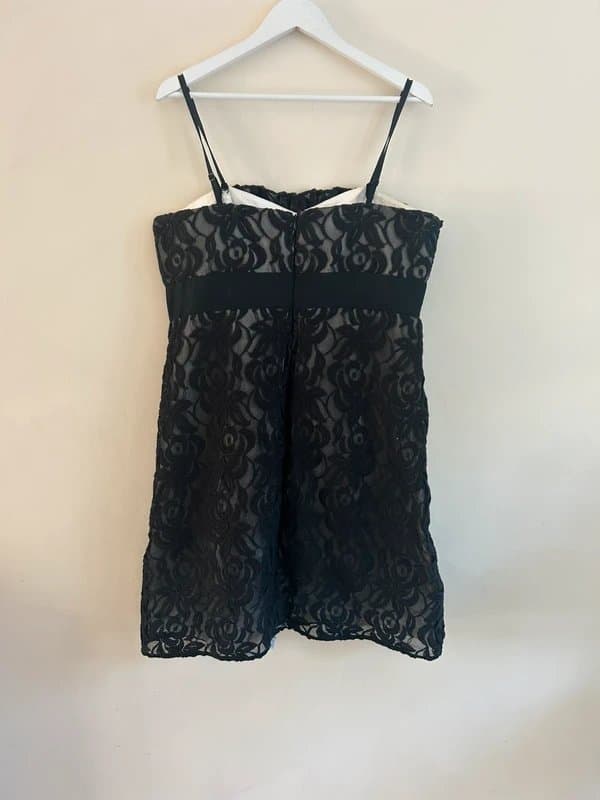 White House Black Market 🖤 White House Black Market Black Lace Dress Mini Strappy Party Evening UK 14