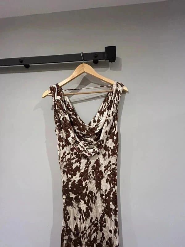 Topshop Topshop brown and cream cowl neck maxi dress size 10 brand  new