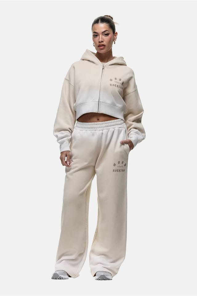 Good For Nothing Good For Nothing Women's Spray Effect Relaxed Wide Leg Jogger in Cream - 3