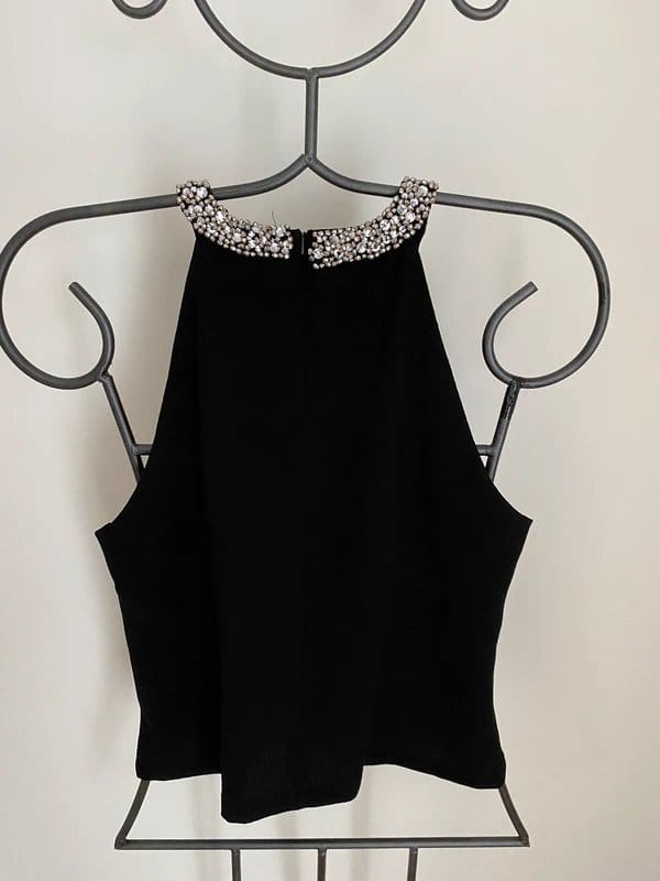 New Look Black Embellished Sleeveless Top