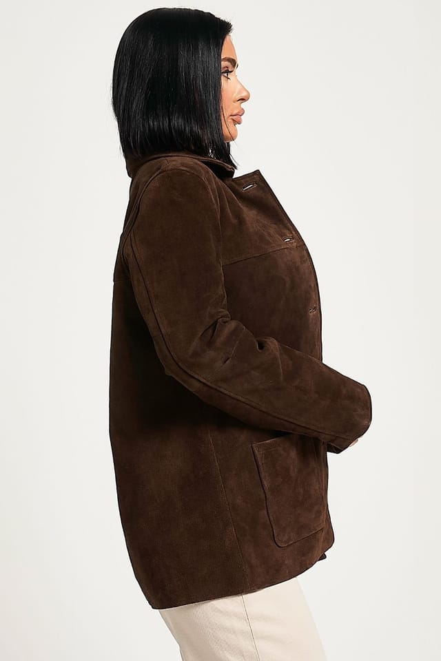 Barneys Originals Barneys Originals Women's Buffalo Suede Car Coat in Brown - 3