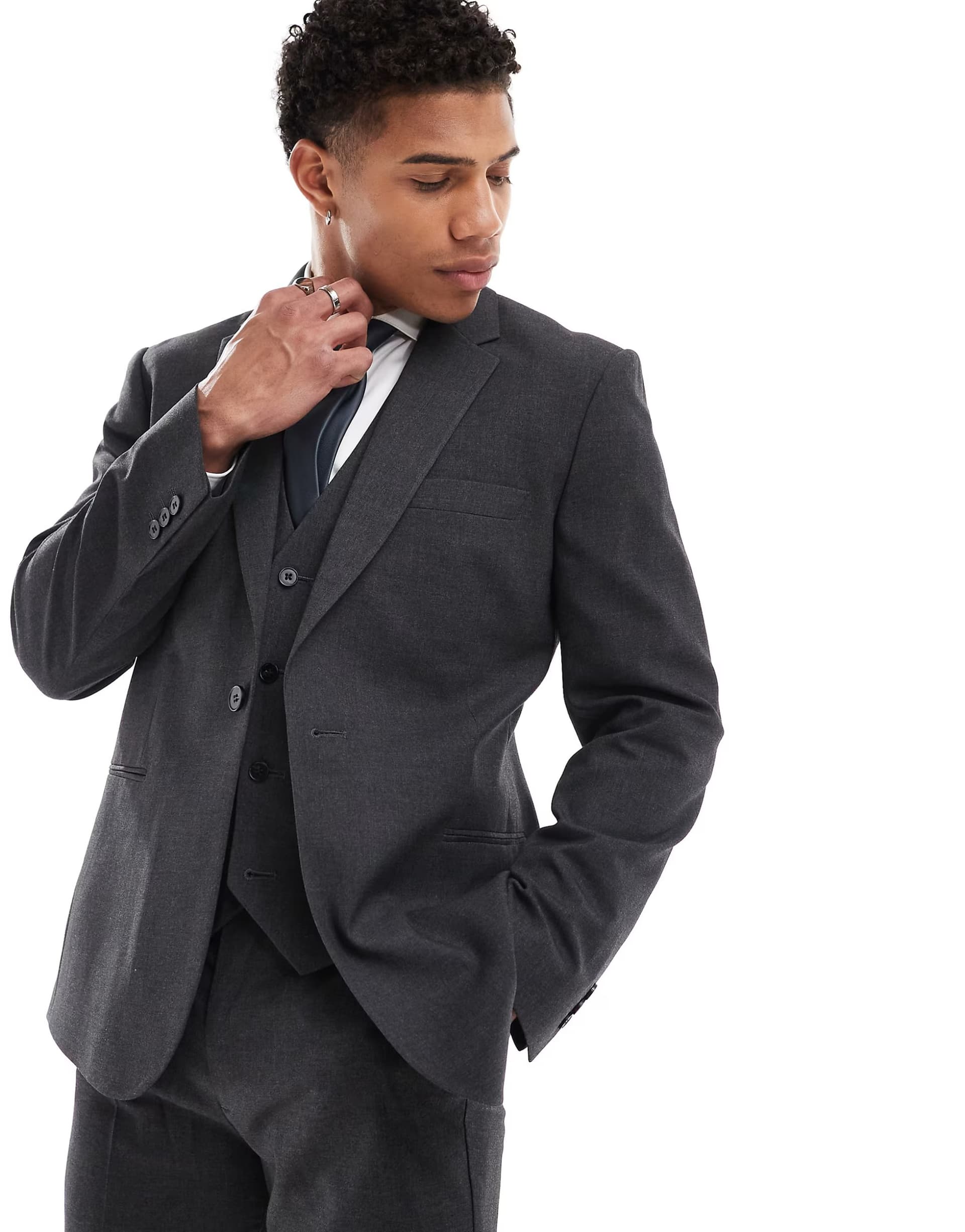 ASOS ASOS DESIGN Slim Suit Jacket in Charcoal