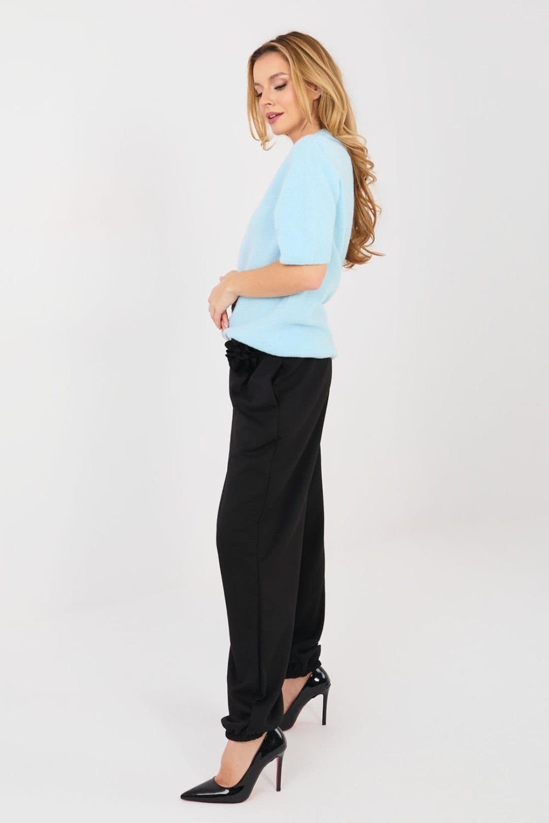 Love Lace Love Lace Women's Butter Soft Elegant Jogger Trousers Brooch in Black