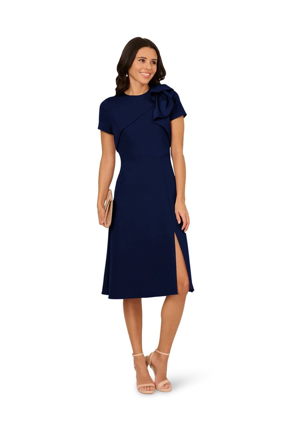 Adrianna Papell Adrianna Papell Women's Ruffle Bodice Midi Dress in Navy