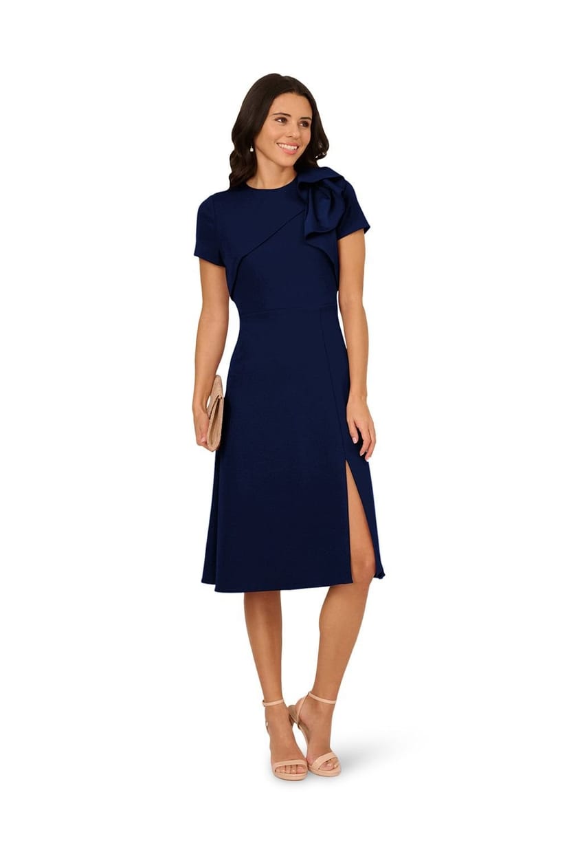 Adrianna Papell Adrianna Papell Women's Ruffle Bodice Midi Dress in Navy - 1
