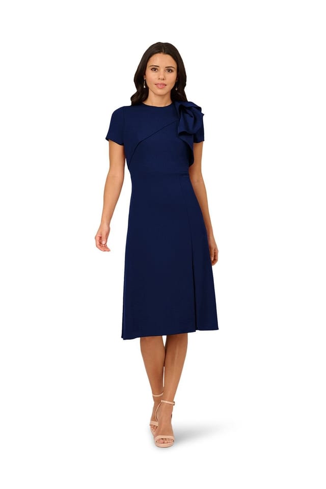Adrianna Papell Adrianna Papell Women's Ruffle Bodice Midi Dress in Navy - 2