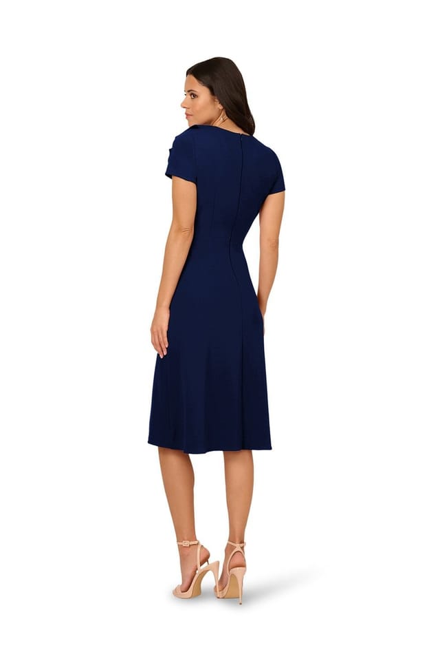 Adrianna Papell Adrianna Papell Women's Ruffle Bodice Midi Dress in Navy - 3