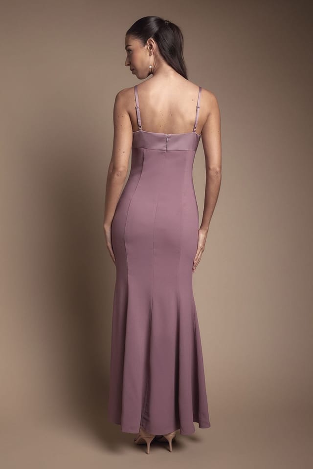 Coast Coast Women's Strappy V Neck Satin Trim Bridesmaid Dress in Dusty Mauve - 3