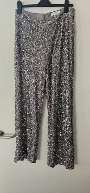 Never Fully Dressed NFD gunmetal sequins trousers 14
