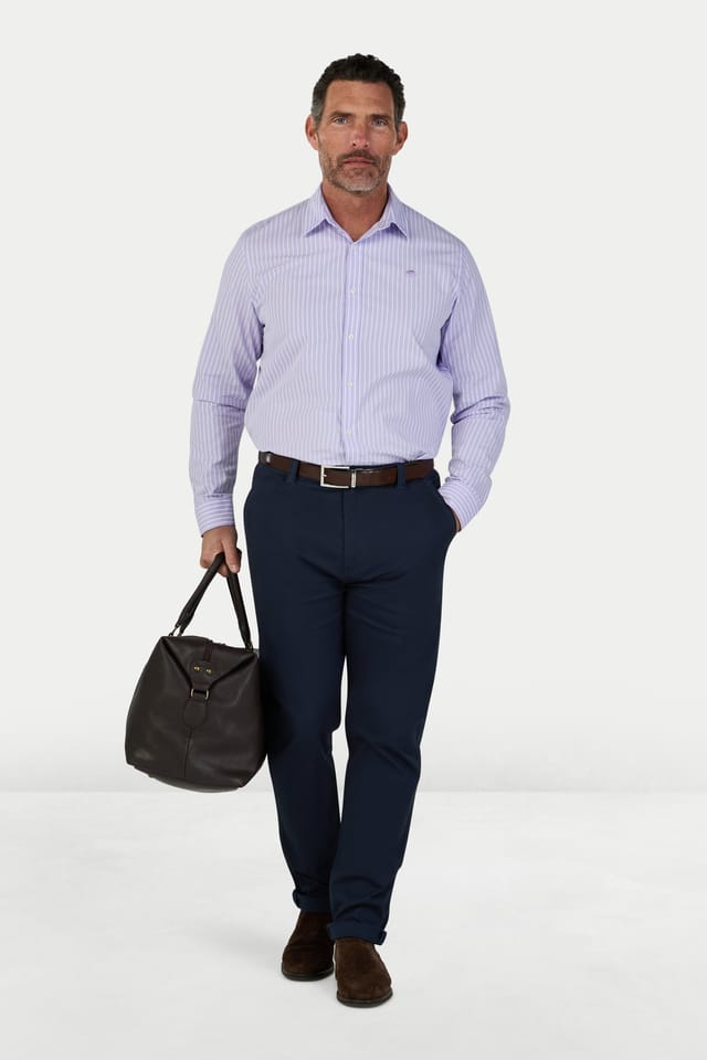 raging bull Raging Bull Men's Long Sleeve Classic Stripe Shirt in Lilac - 2