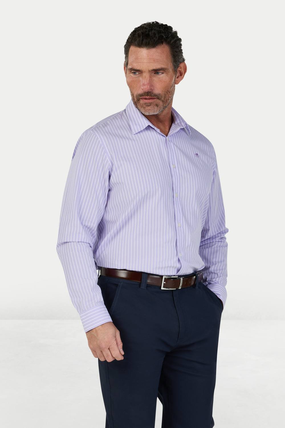 raging bull Raging Bull Men's Long Sleeve Classic Stripe Shirt in Lilac - 3