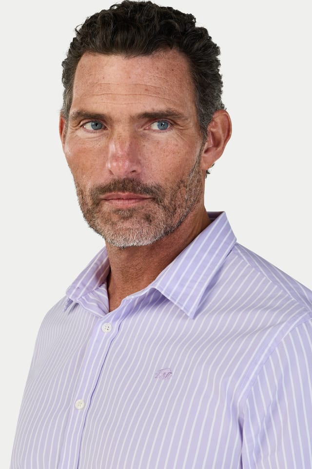 raging bull Raging Bull Men's Long Sleeve Classic Stripe Shirt in Lilac - 3