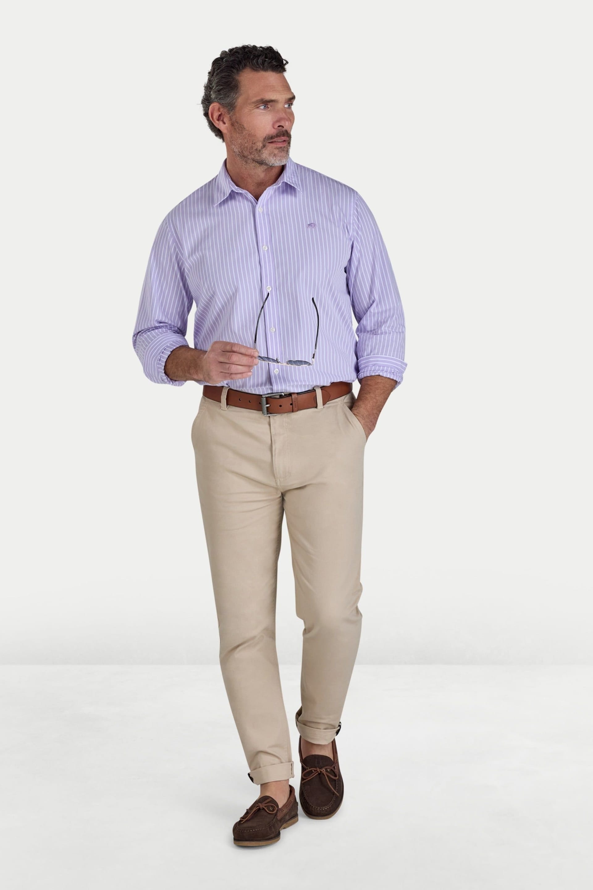 raging bull Raging Bull Men's Long Sleeve Classic Stripe Shirt in Lilac - 4