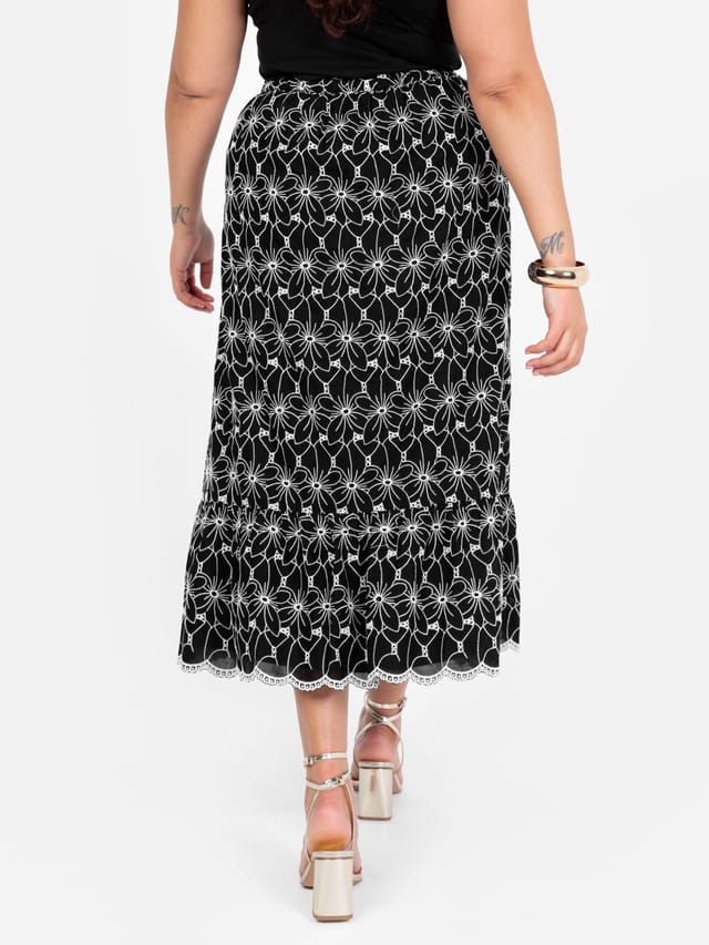 Lovedrobe Lovedrobe Women's Broderie Midaxi Skirt in Black - 3