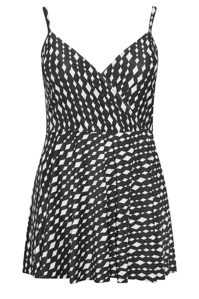Yours Yours Women's Diamond Wrap Swimdress in Black - 2