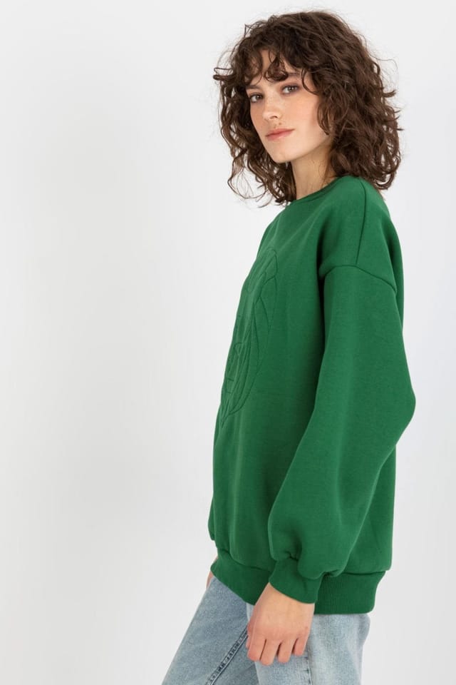 Love Lace Love Lace Women's Embroidered Cotton Elastane Casual Sweatshirt Style 216190 in Green - 2