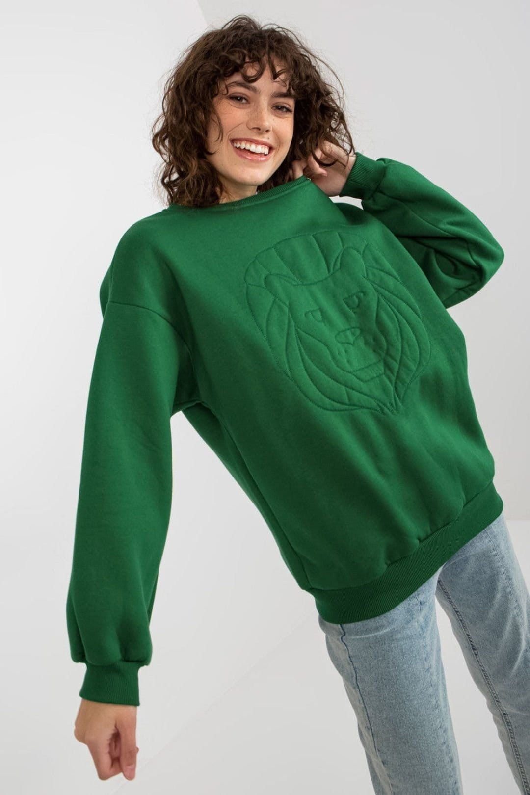 Love Lace Love Lace Women's Embroidered Cotton Elastane Casual Sweatshirt Style 216190 in Green - 4
