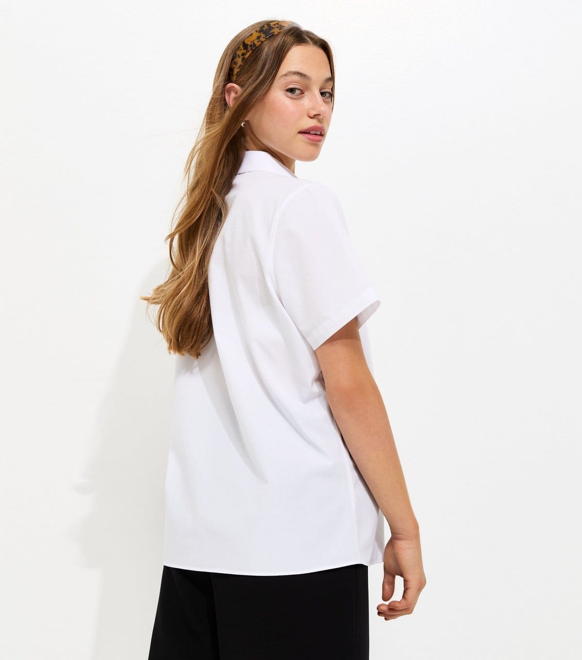 New Look Girls' White Pack Of 2 With Cotton Relaxed Short Sleeve School Shirts New Look - 4