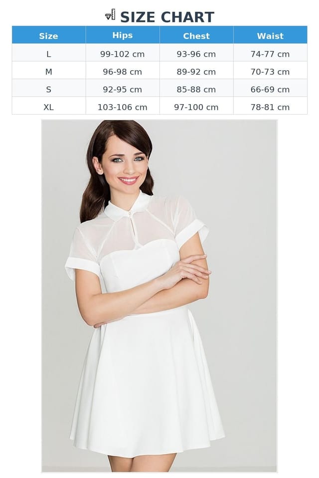 Love Lace Love Lace Women's Elegant Short Sleeve Mesh Collar Dress in White - 3