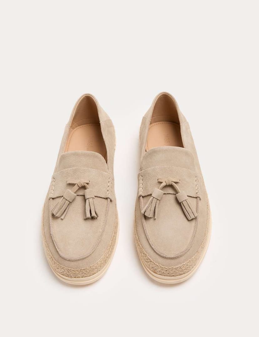 Marks & Spencer M&S Tasselled Suede Espadrilles Stone - 1