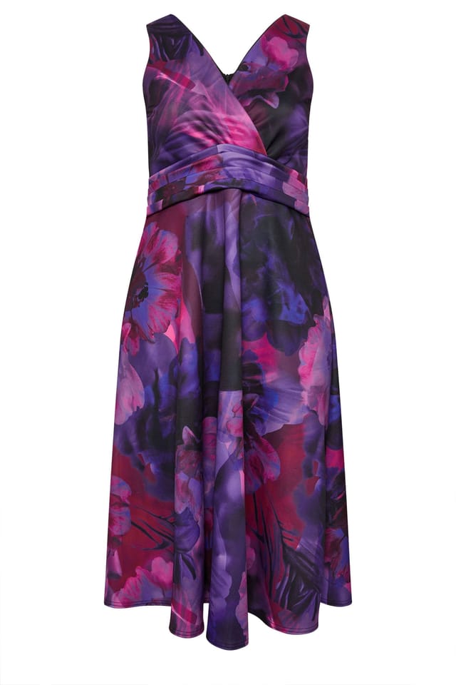 Yours Yours Women's Abstract Print Skater Dress in Purple - 2