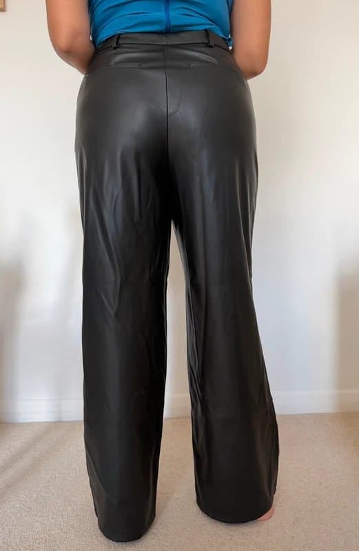 New Look Black Faux Leather Wide Leg Trousers