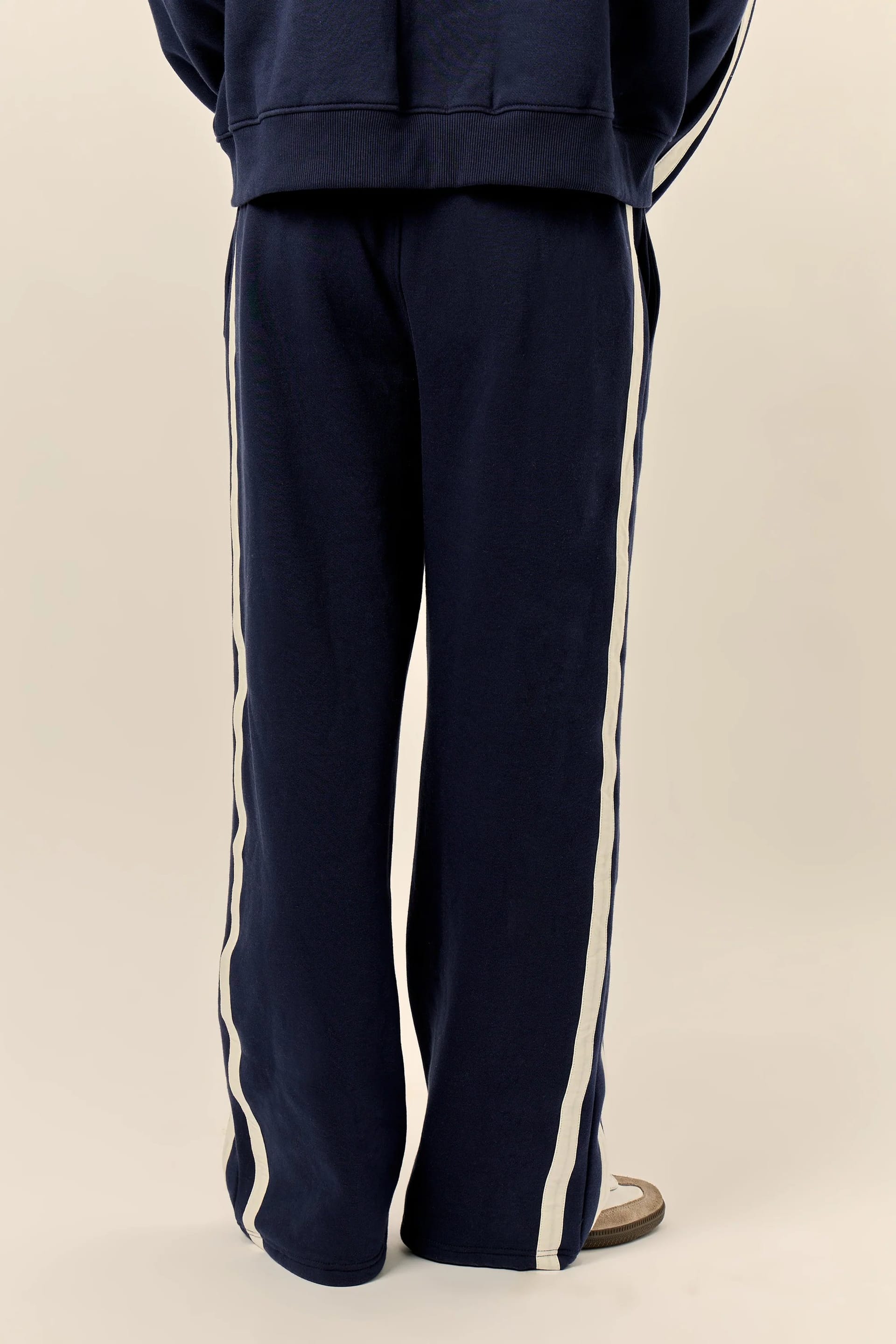 Kaiia Kaiia Sport Stripe Wide Leg Joggers Navy & Cream - 4