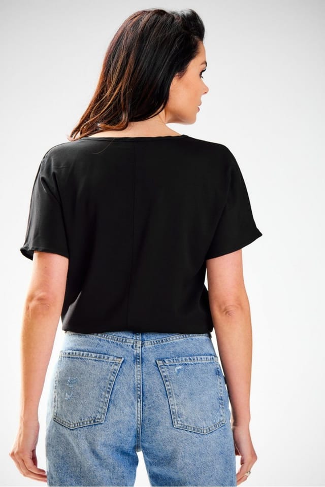 Love Lace Love Lace Women's Breathable Viscose Summer Blouse Made Poland in Black - 3