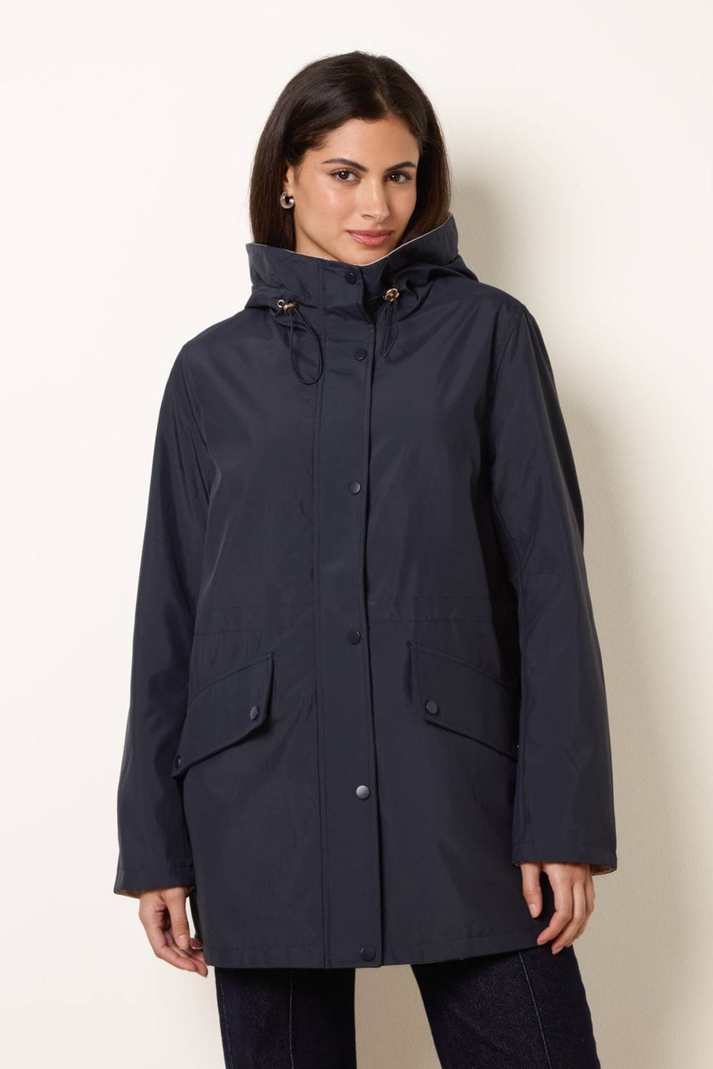 Blue Vanilla Blue Vanilla Women's Stone & Navy Reversible Raincoat - 4