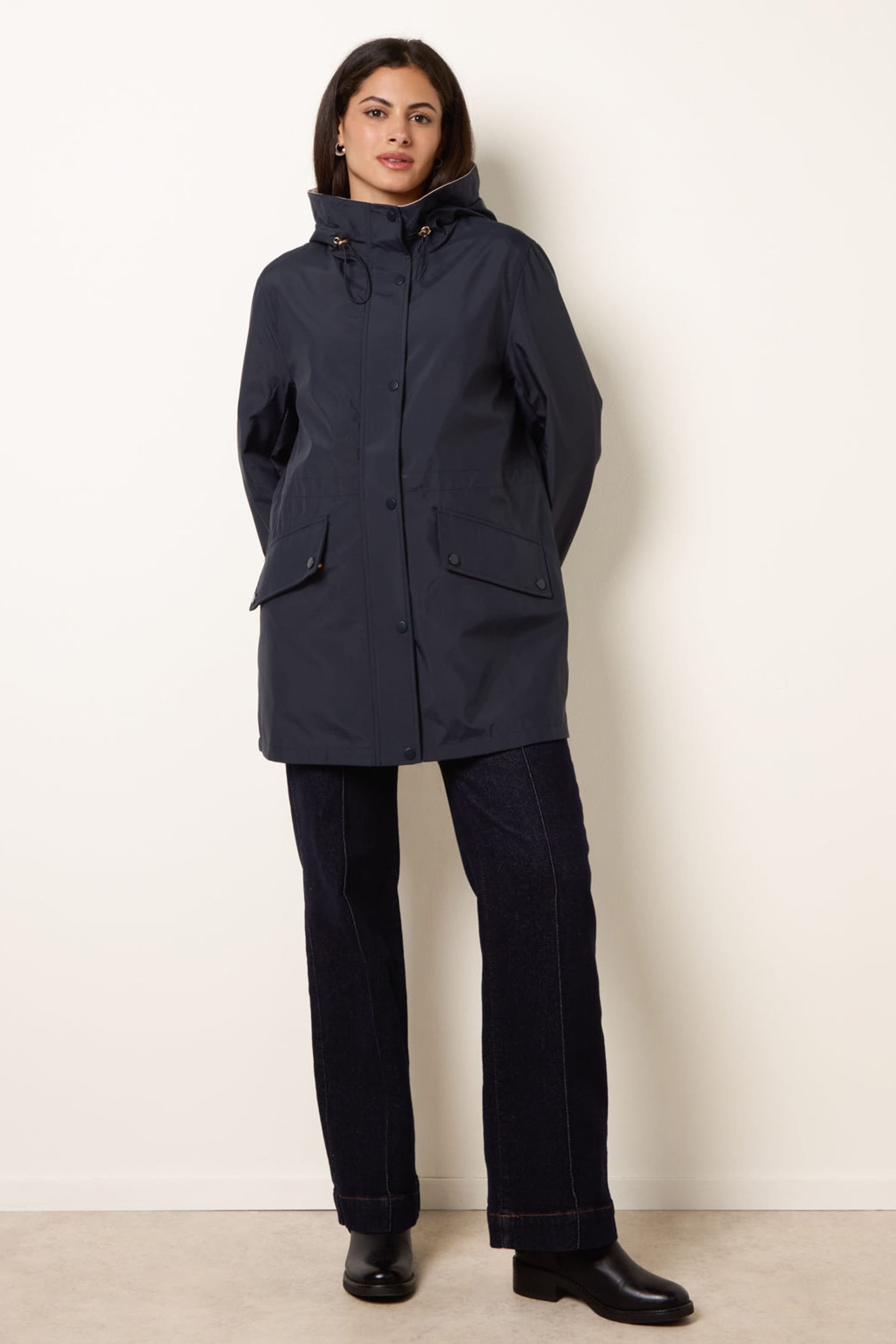 Blue Vanilla Blue Vanilla Women's Stone & Navy Reversible Raincoat - 4
