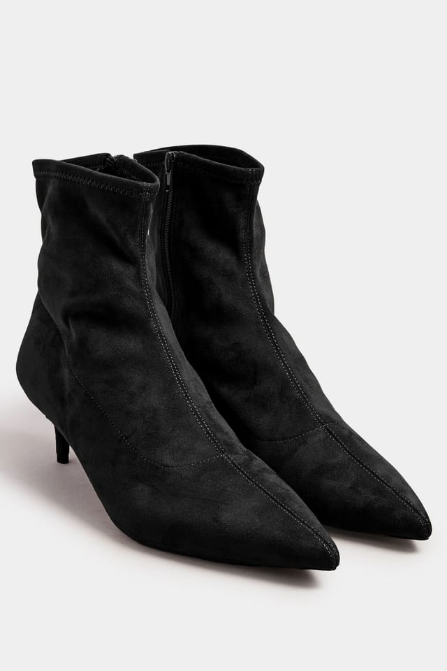 Long Tall Sally Long Tall Sally Women's Faux Suede Kitten Heeled Boots in Black - 2