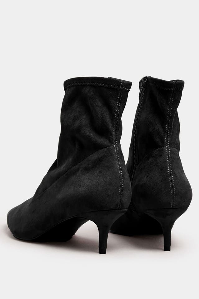 Long Tall Sally Long Tall Sally Women's Faux Suede Kitten Heeled Boots in Black - 3