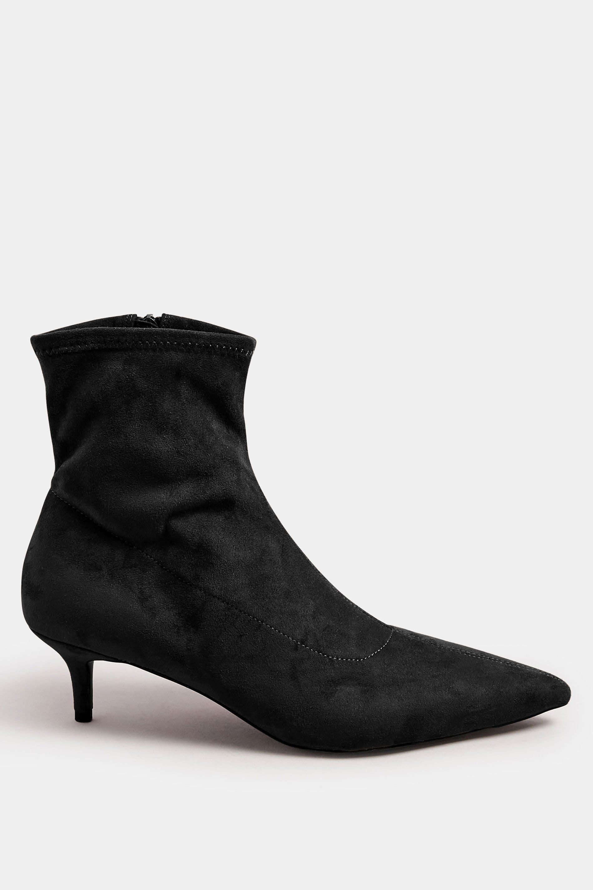 Long Tall Sally Long Tall Sally Women's Faux Suede Kitten Heeled Boots in Black - 4