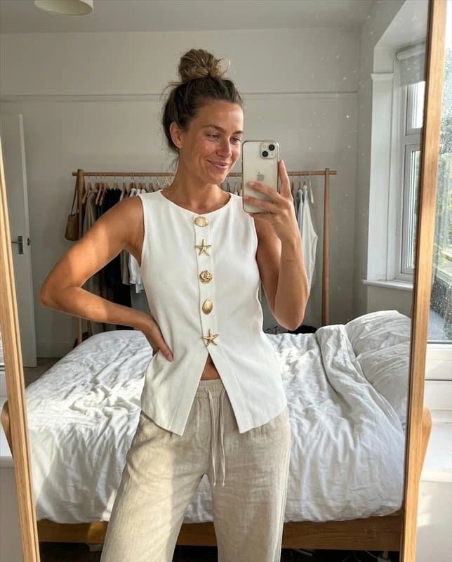 ASOS Design Asos Design Knit Top with Gold Buttons