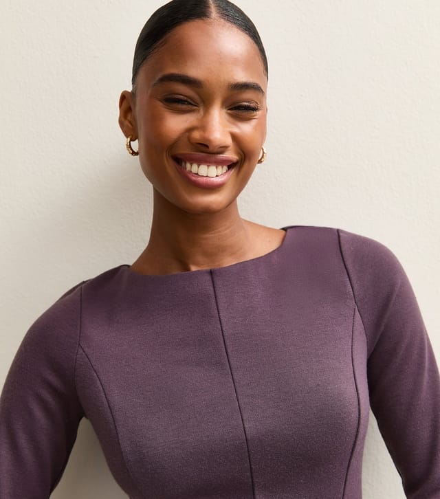 New Look Women's Purple Slash Neck Long Sleeve Skater Dress New Look - 2