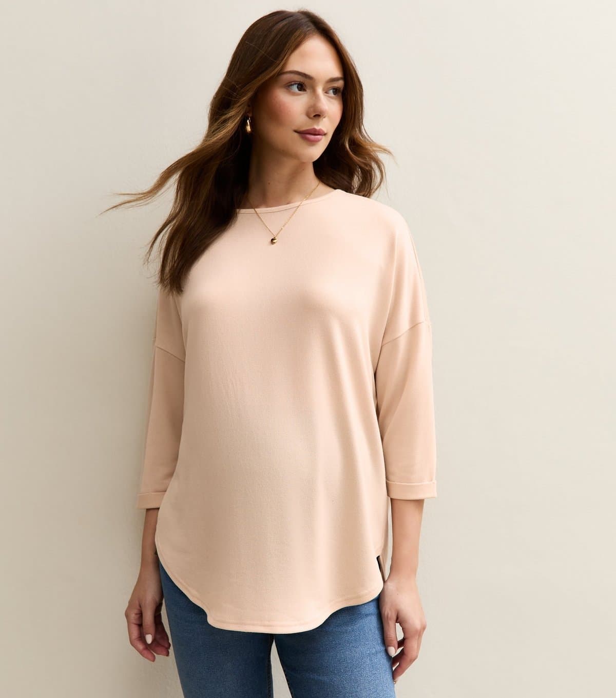 New Look Women's Maternity Cream Cropped Sleeve Top New Look
