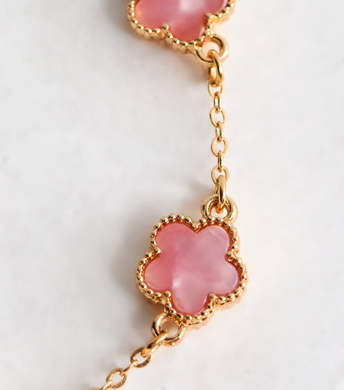 New Look Gold Tone Pink Flower Bracelet New Look - 4