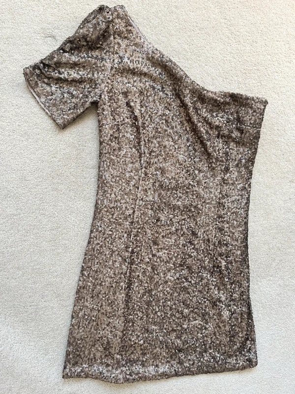 New Look Bronze/Gold Sequin One-Shoulder Short Dress