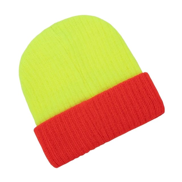 Korntex Korntex Men's Two Tone Beanie in Bright Yellow - 2